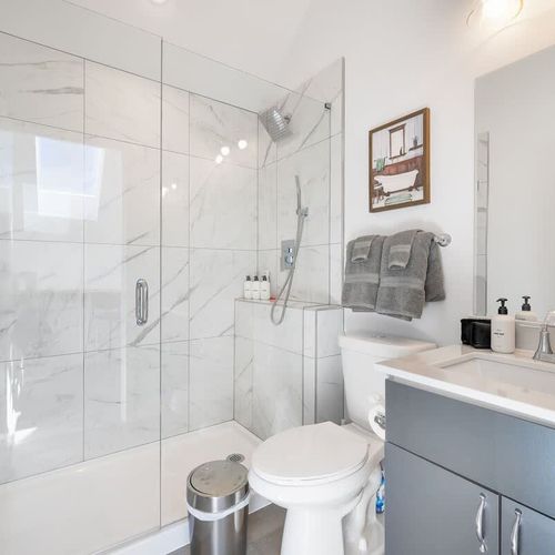 The full bathroom is located on the second floor between the bedrooms.