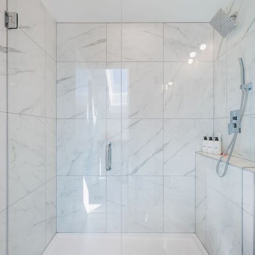 The full bathroom is located on the second floor between the bedrooms.