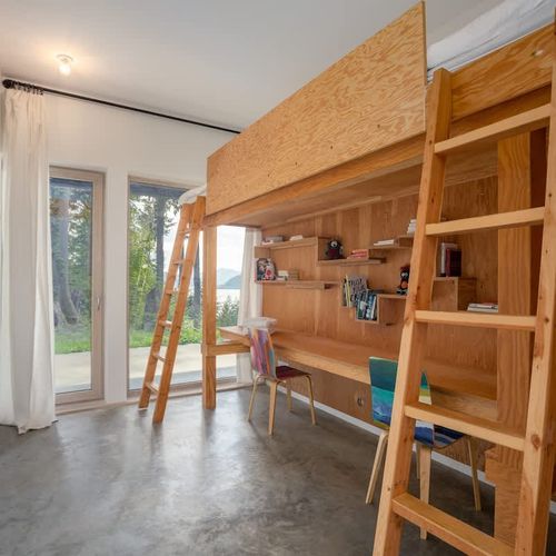 Bedroom #3: Bunk beds large enough for two adults. There are two twin mattresses up there, placed end to end.