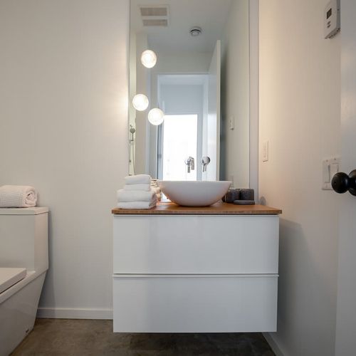 The second full bathroom on the lower level, next to bedroom #2.