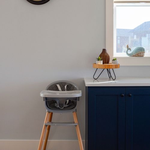 High chair available for little ones—easy to pull into any room.