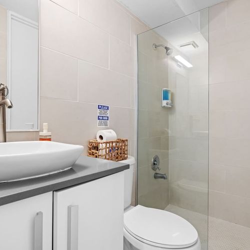 A refreshing space with elegant fixtures.