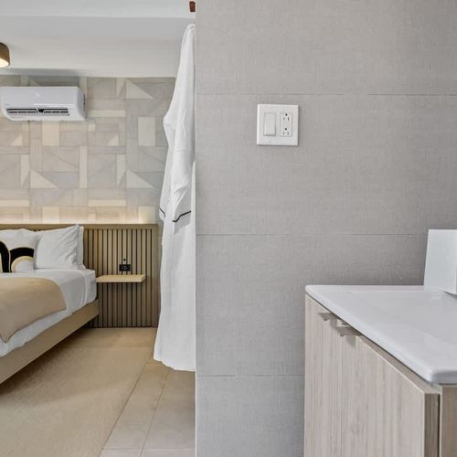 Modern simplicity meets comfort in this unique accommodation offering snug sleeping quarters complemented by  our clean and modern bathroom.