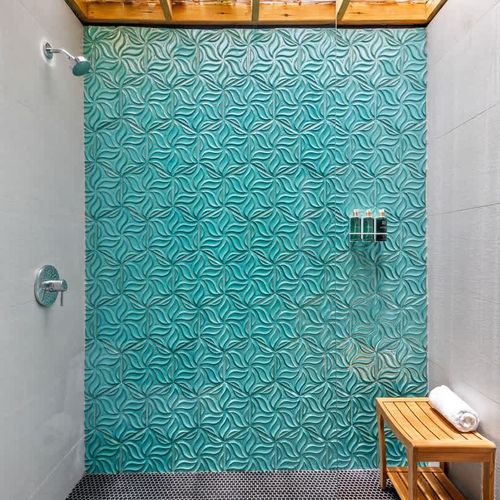 A refreshing open-ceiling shower for an invigorating start to your day.