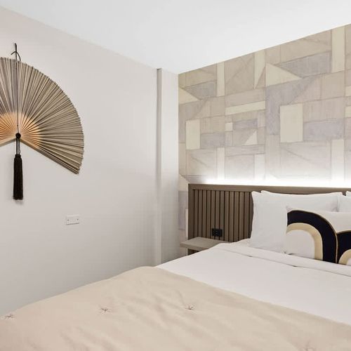 Integrated reading lights offer adjustable lighting for bedtime reading