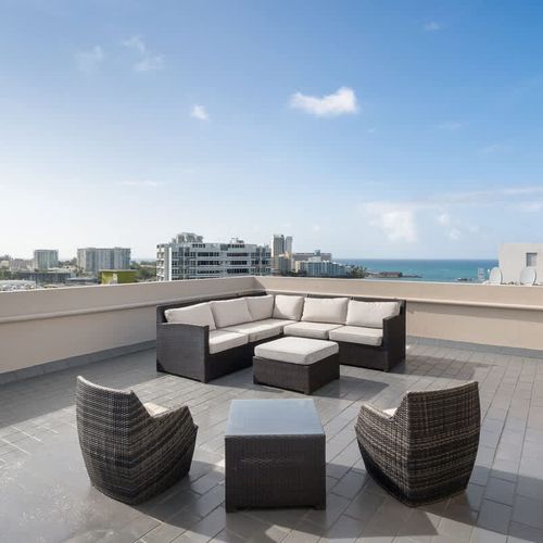 Ideal for sunbathing or enjoying a cocktail at sunset on the roof-top.