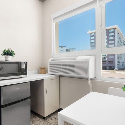 Everything you need for a quick meal: counter space and essentials.