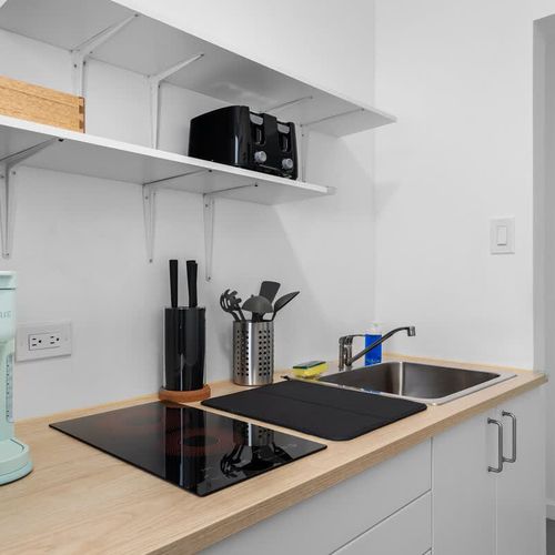 Practical, compact, essential kitchenette.