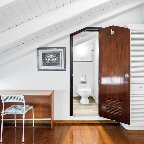 Dedicated workspace with desk and chair – perfect for remote work, virtual meetings, or planning your next adventure.