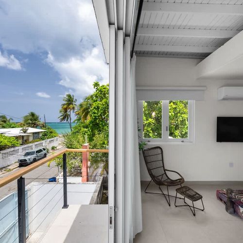 Morning coffee with a view! Your private balcony awaits.