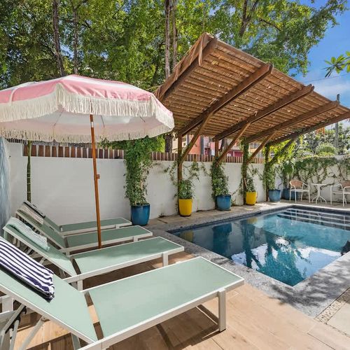 Relax in our crystal-clear pool, perfect for peaceful mornings,  sunny afternoons,  and enchanting evenings.