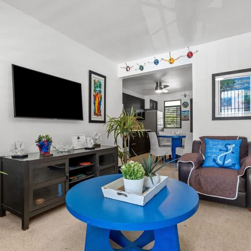 Fun accents: Modern, inviting space with local flair.