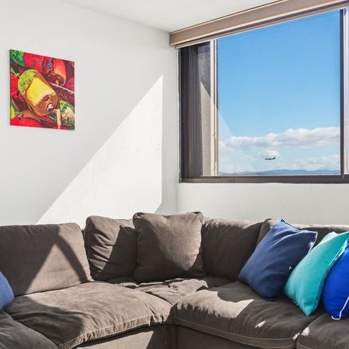 Chic living area with ocean views; relax in style.