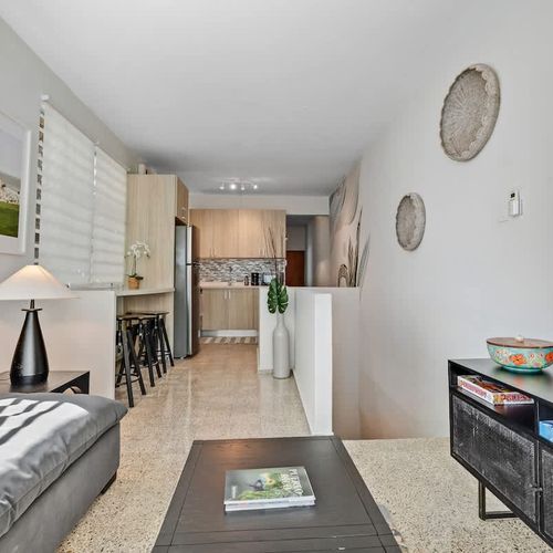 Enjoy a quick bite or morning coffee at this stylish kitchen bar.