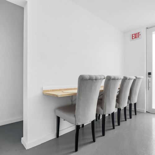 Modern table, perfect for gatherings.