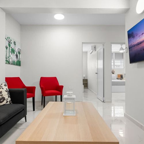 Inviting seating area, perfectly lit for conversation.