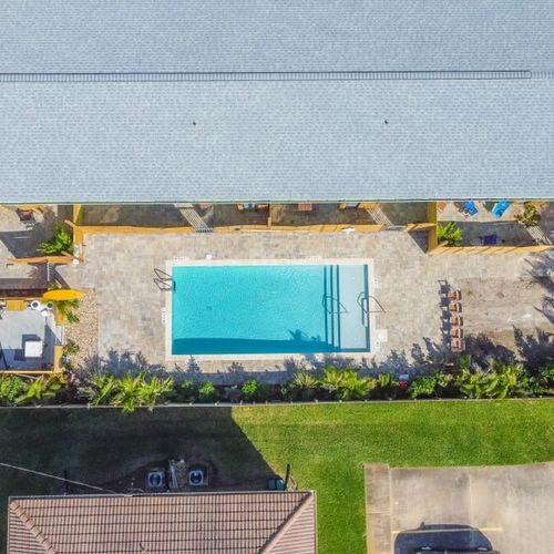 Unit C has a private patio with a gate to the pool