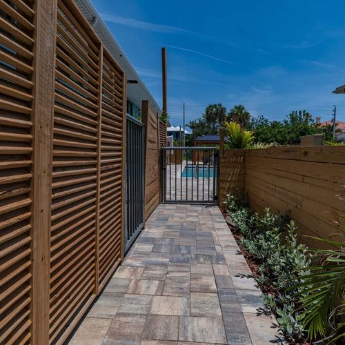 The walkway to our pool and your personal patio