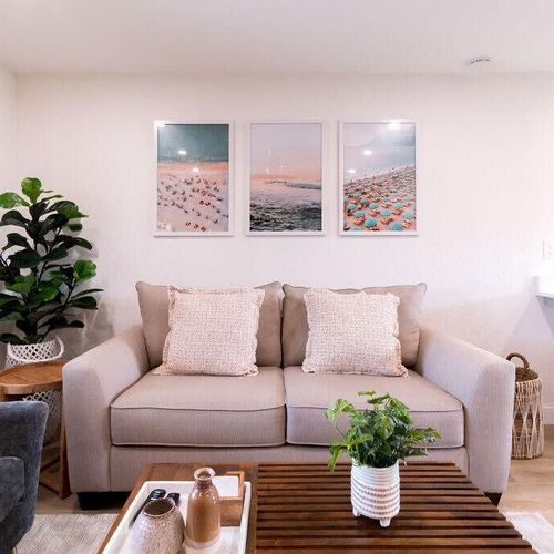 Unit H includes this sofa bed, making it an ideal condo for trios and small groups who need to spread out between three beds. Keep it stowed away for the day to enjoy the beautiful living room!