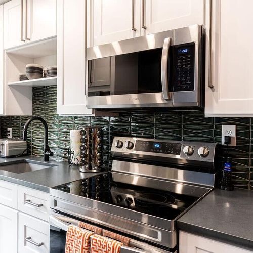 First thing's first. The fully equipped kitchen has everything you need to feel at home, including a coffee maker and dishwasher. Ask us about our concierge services and arrive to a fully stocked fridge!