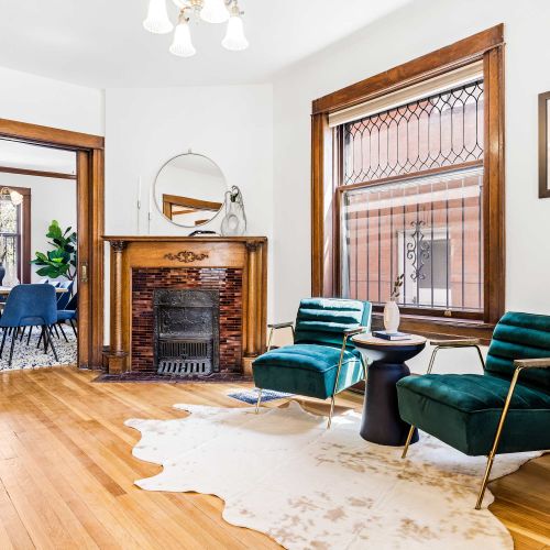 The foyer (The fireplace is decorative only and not a working fireplace)