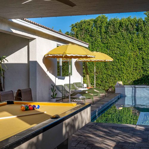 Billiards table overlooking the pool