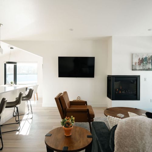 Main living area with smart TV and gas fireplace
