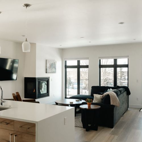 Kitchen and living area with balcony