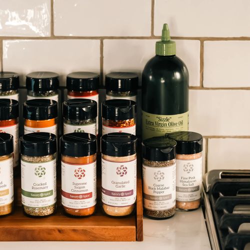 A well seasoned stay, full spice kits and all the seasonings provided by sustainably sourced and fair traded, Savory Spice.