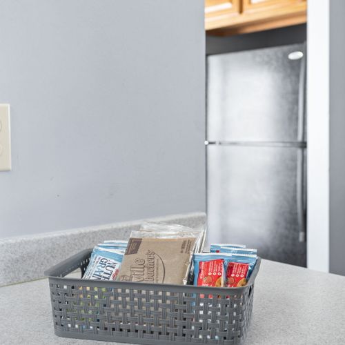 Our welcome basket features snacks to enjoy with the whole group!