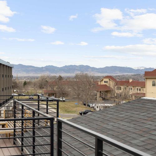 Mountain views from rooftop deck