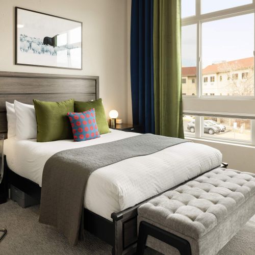 Primary bedroom with queen bed