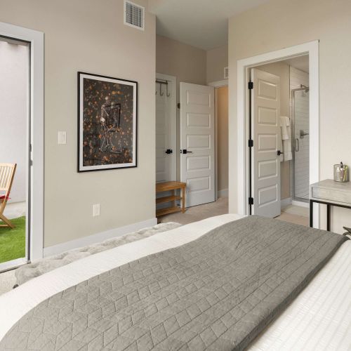 Primary bedroom has en suite bathroom and private balcony