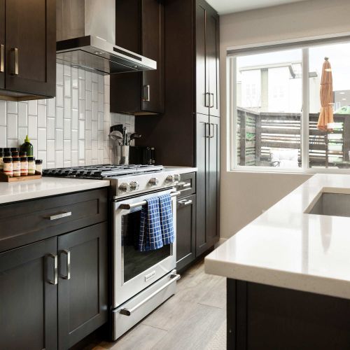 Modern kitchen with stainless steel appliances