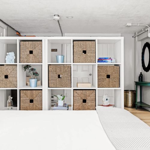 The studio has a queen bed