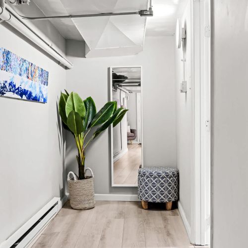 Hallway with full length mirror