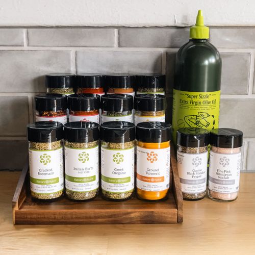 A well seasoned stay, full spice kits and all the seasonings provided by sustainably sourced and fair traded, Savory Spice.