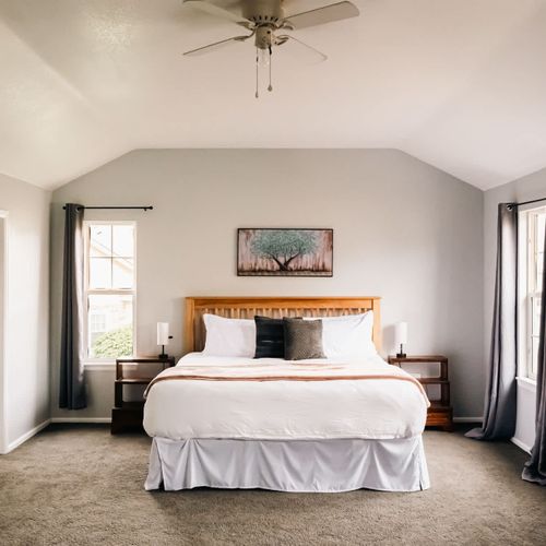 Primary bedroom with king bed