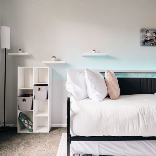 Twin bed and trundle on 2nd floor landing