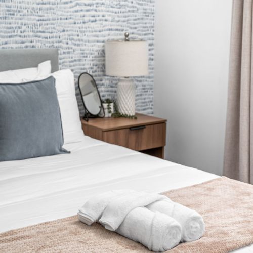 High-quality linens and rolled towels—pure luxury made for your ultimate relaxation.