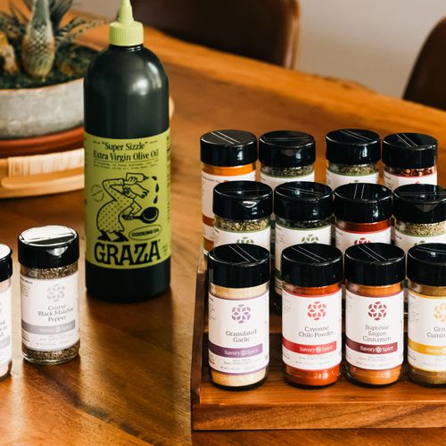 A well seasoned stay, full spice kits and all the seasonings provided by sustainably sourced and fair traded, Savory Spice