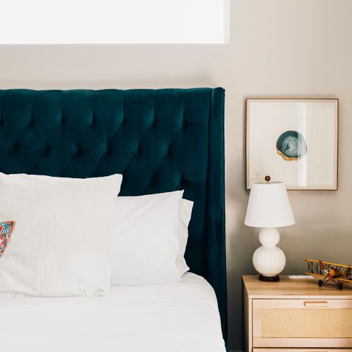 King bed in the primary bedroom