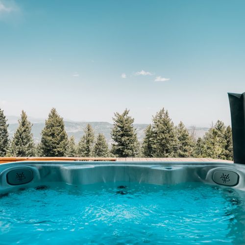 Hot tub with a view on the lower-level deck