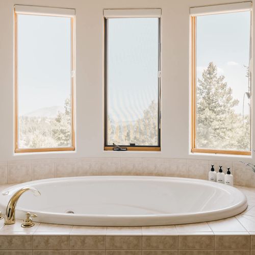 Soaking tub with a view from the primary bathroom