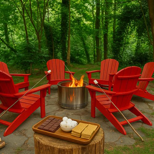 Gather by the fire or stargaze from the backyard. Surrounded by trees and quiet.