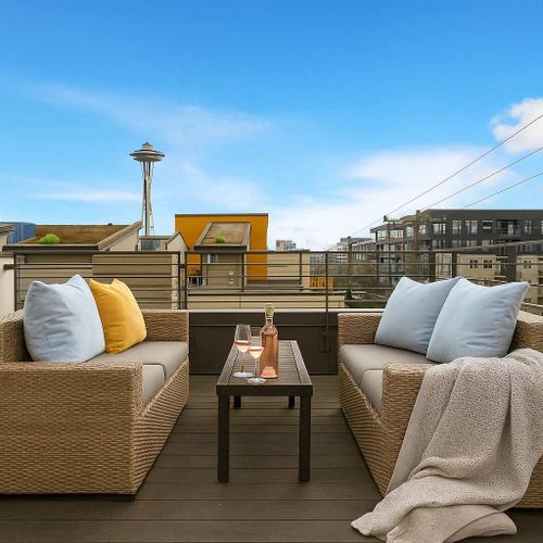 Enjoy views of the Space Needle or sip a drink at sunset. Outdoor seating provided.