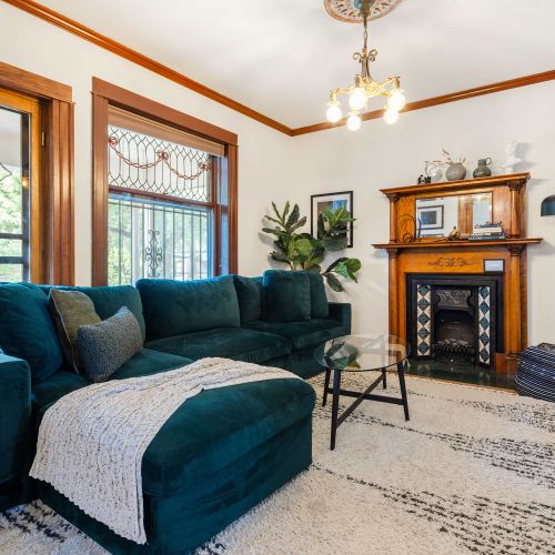 Living room (The fireplace is decorative only and not a working fireplace)