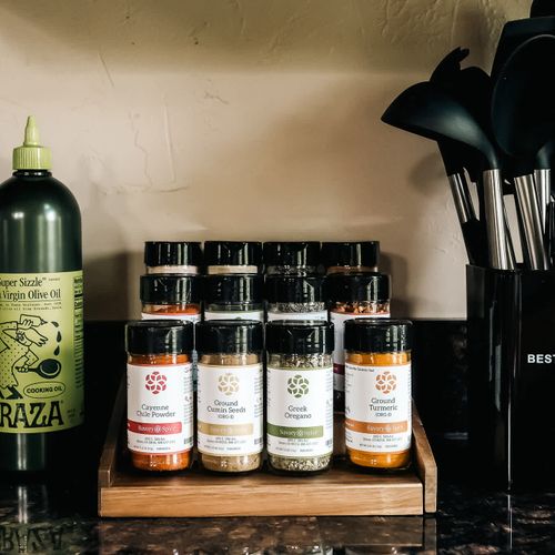 A well seasoned stay, full spice kits and all the seasonings provided by sustainably sourced and fair traded, Savory Spice.