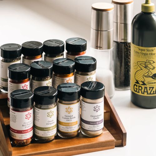 A well seasoned stay, full spice kits and all the seasonings provided by sustainably sourced and fair traded, Savory Spice.