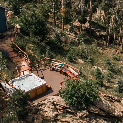 Hot tub deck with additional patio seating